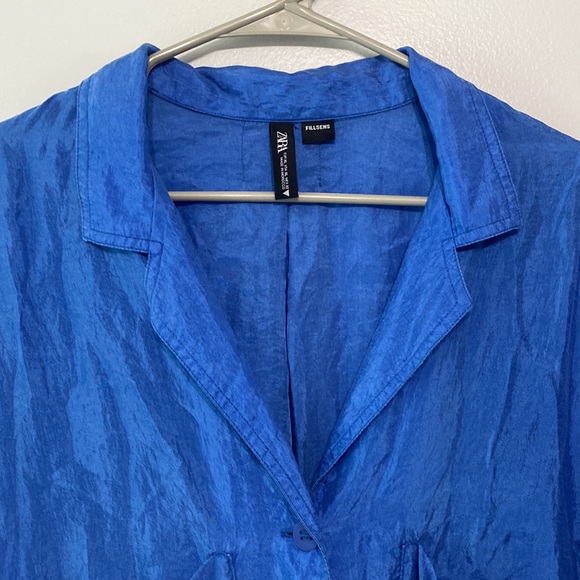 Zara blue Fillsens button down blouse size XL - Picture 4 of 6